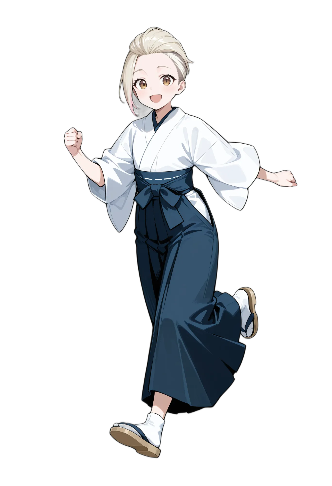 アニメイラスト-和服-袴-和服-長袖-女性-AI人物素材