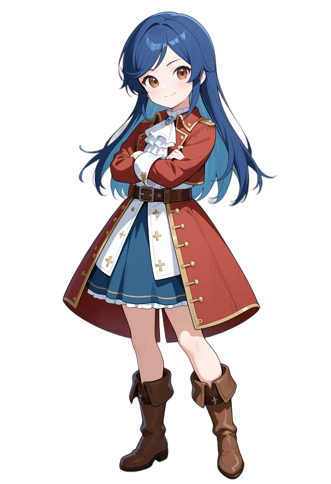 アニメイラスト-ファンタジー-笑顔-宝石-コート-女性-AI人物素材
