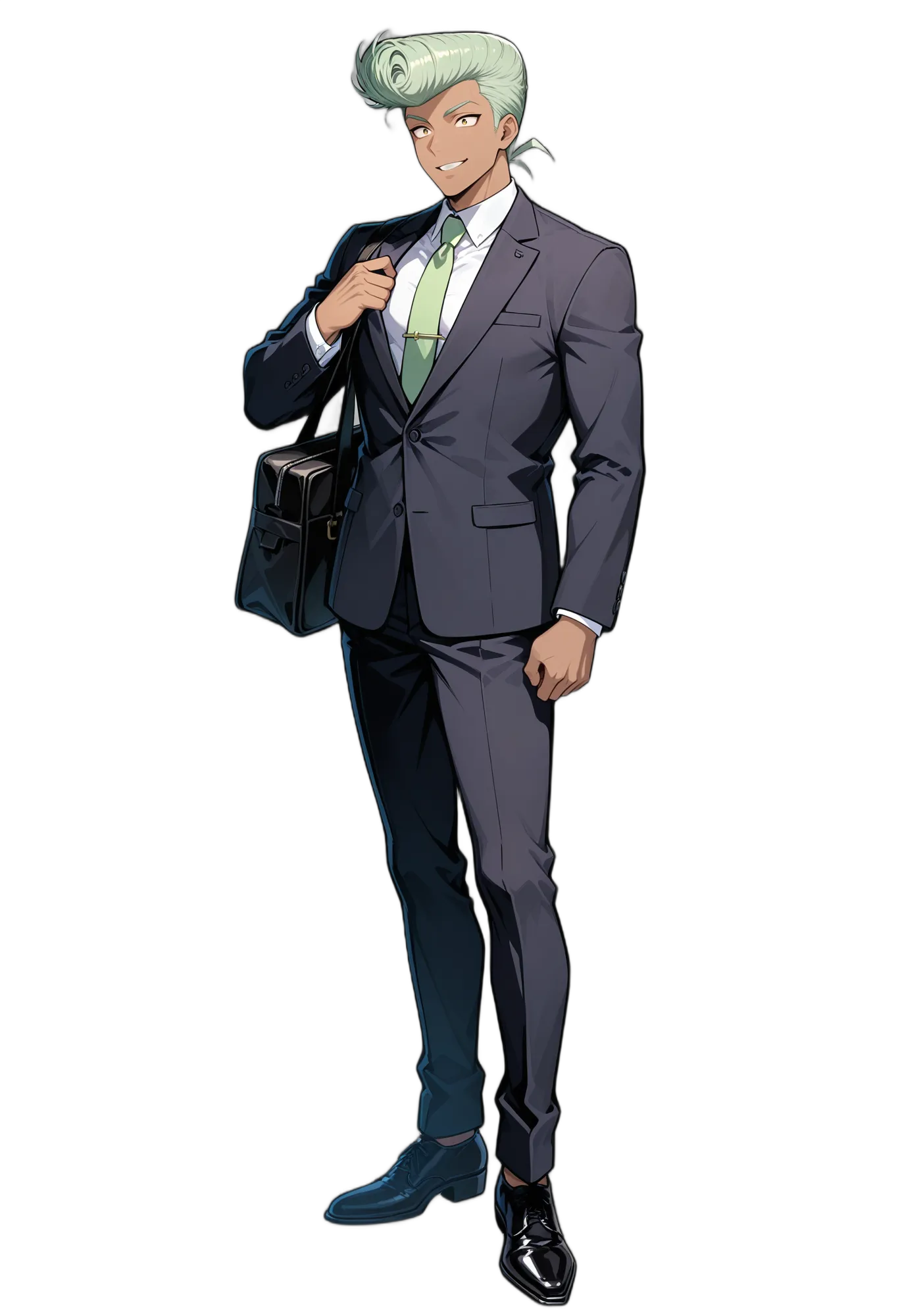 アニメイラスト-サラリーマン-スーツ-笑顔-ジャケット-男性-AI人物素材
