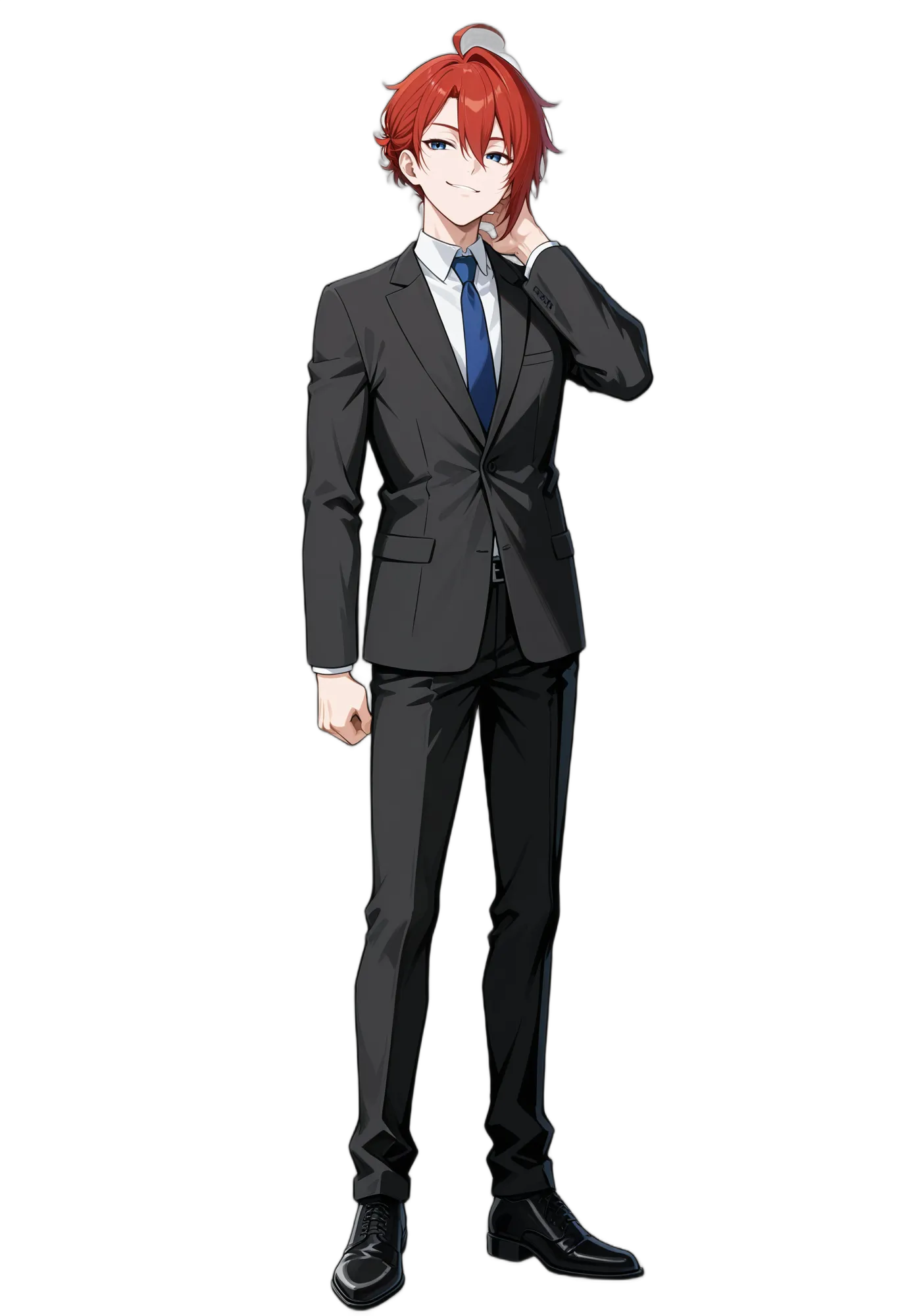 アニメイラスト-会社員-スーツ-黒いズボン-ジャケット-男性-AI人物素材