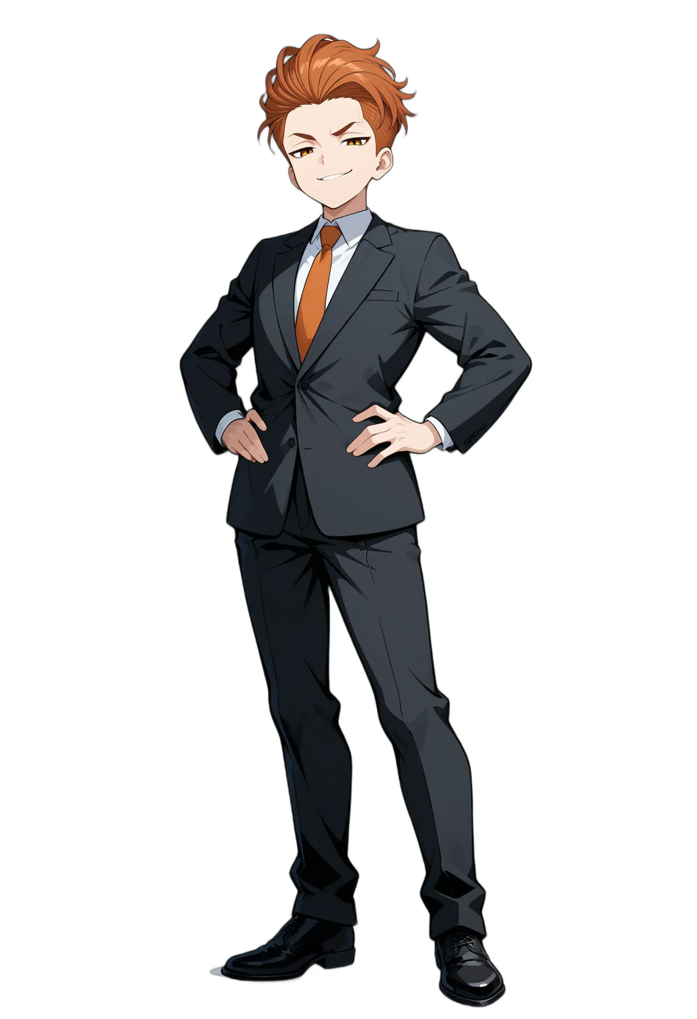 アニメイラスト-社会人-スーツ-フォーマル-ネクタイ-男性-AI人物素材