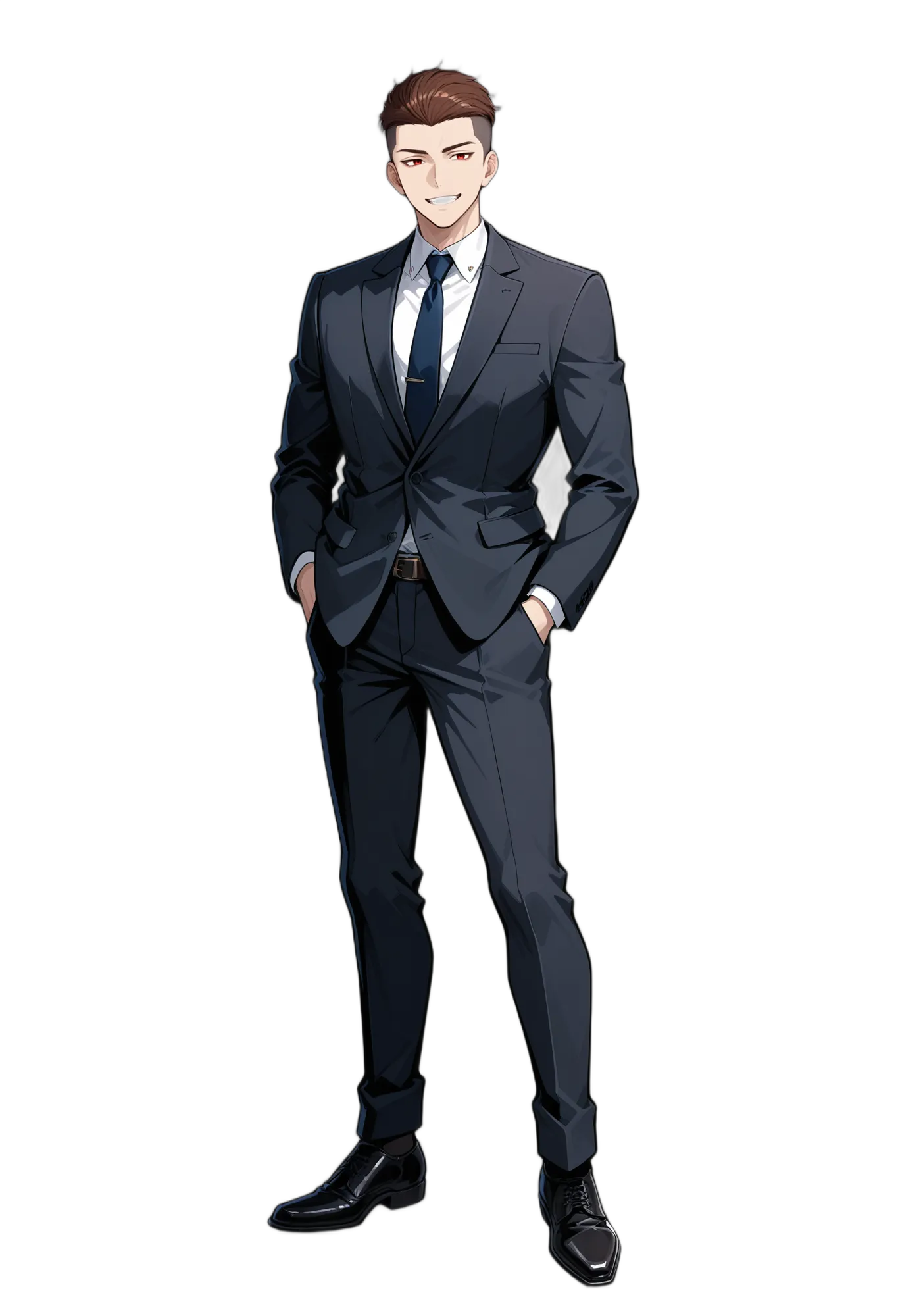 アニメイラスト-社会人-スーツ-シャツ-笑顔-男性-AI人物素材