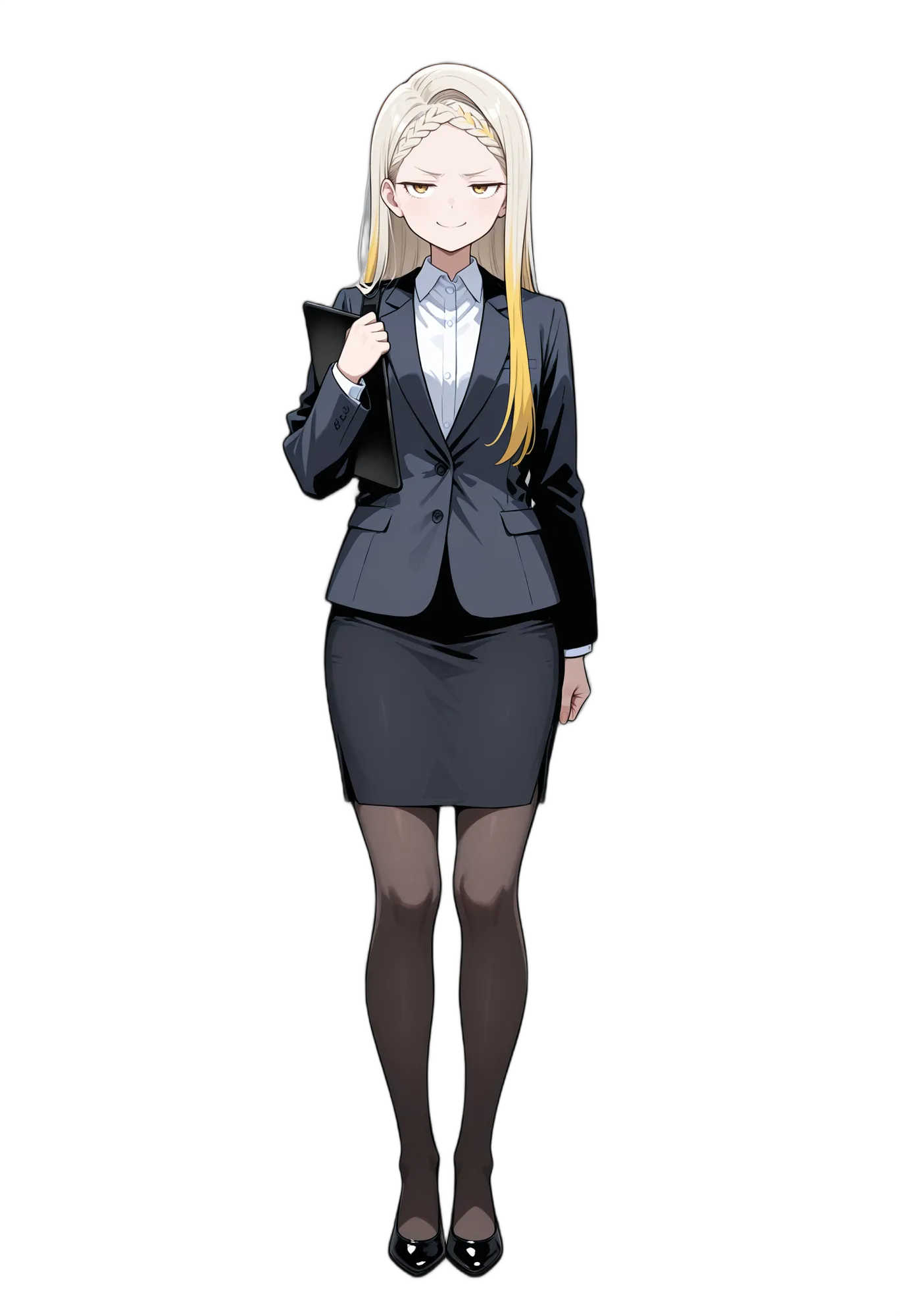 アニメイラスト-サラリーマン-スーツ-白シャツ-ジャケット-女性-AI人物素材