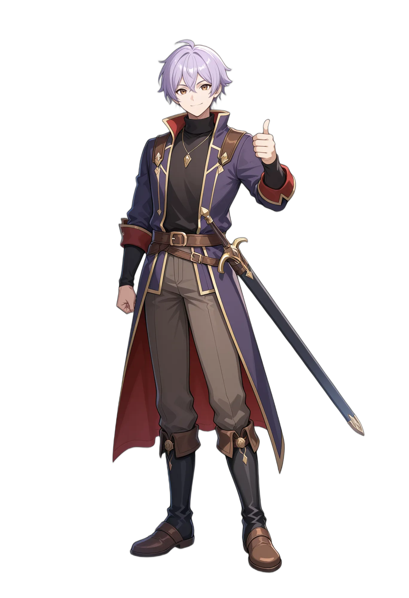 アニメイラスト-RPG-武器-ネックレス-タートルネック-男性-AI人物素材